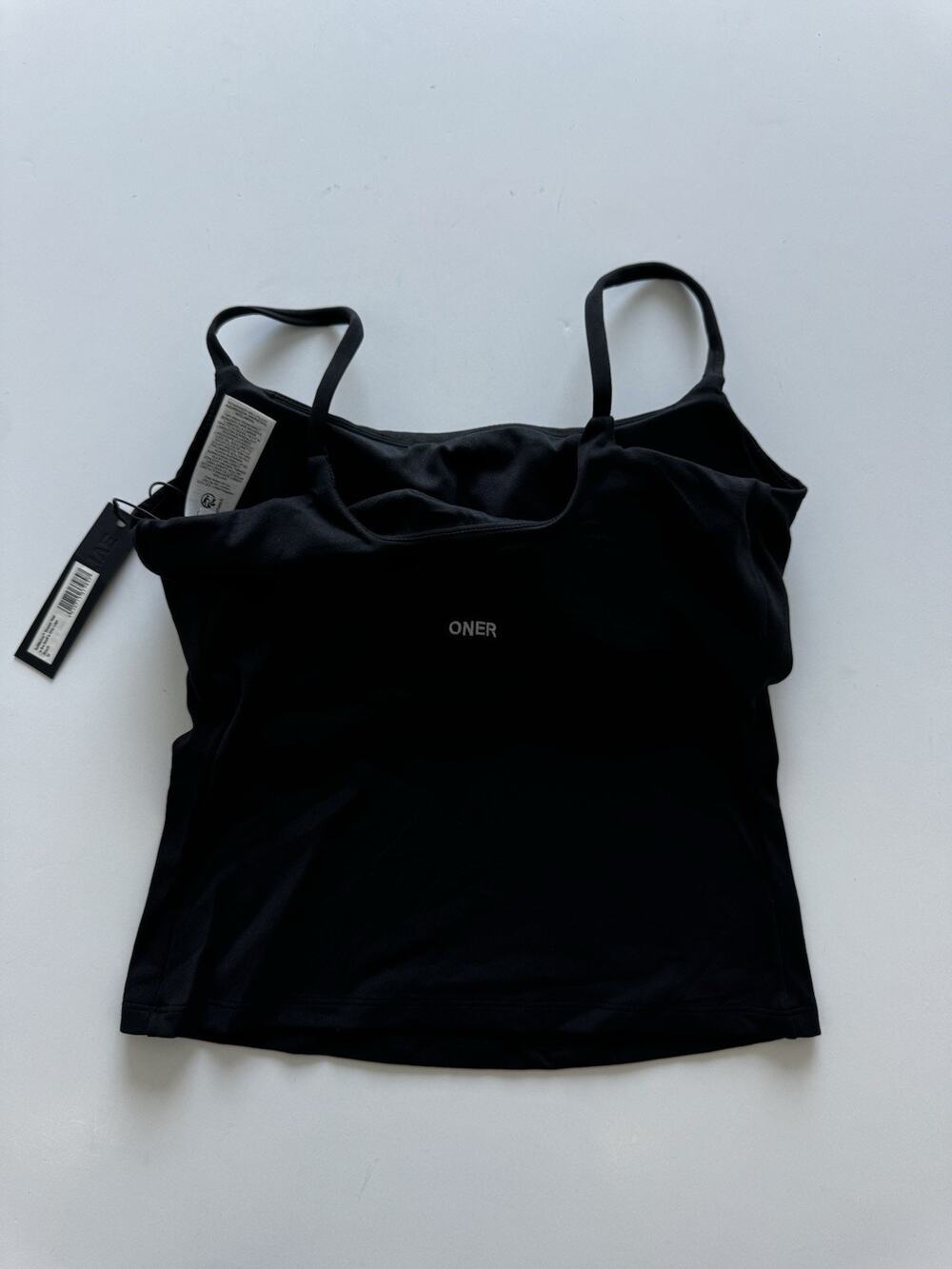 Oner Active Soft Motion Strappy Vest w Bra Shelf w Grey Logo Black M